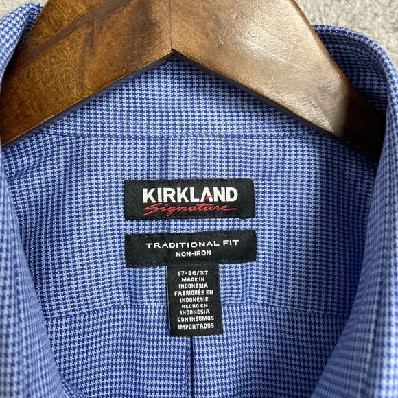 NEW Kirkland Signature Men's 17-36/37 Traditional Fit  Blue Dress Shirt - Picture 6 of 10